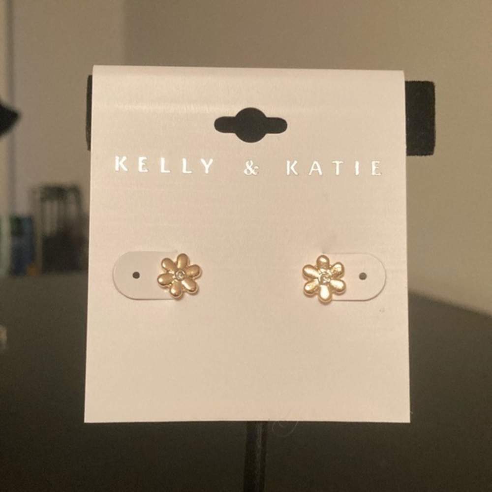 Kelly & Katie Gold Floral Stud Earrings for Kids